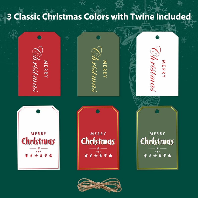 TAMUTO Christmas Gift Tags, 48 Thick Matte Cardstock Labels with String for Personalizing Your Holiday Presents, Spread Joy and Holiday Cheer with These Festive Christmas Name Tags - Image 3